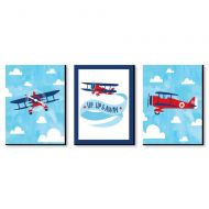 Big Dot of Happiness Taking Flight - Airplane - Vintage Plane Baby Boy Nursery Wall Art and Kids Room Decorations - 7.5 x 10 inches - Set of 3 Prints