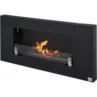 HOMCOM Ethanol Fireplace, 43.25 Wall-Mounted 0.73 Gal Stainless Steel Max 323 Sq. Ft., Burns up to 4 Hours, Black