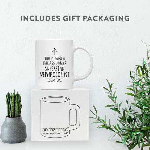  Andaz Press Funny 11oz. Ceramic Coffee Tea Mug Gift, This is What a Badass Ninja Superstar Nephrologist Looks Like, 1-Pack, Birthday Christmas Gift Retirement Ideas Coworker