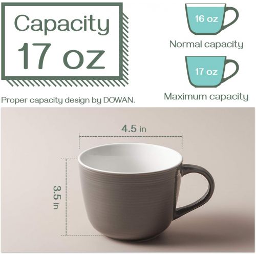  [아마존베스트]DOWAN Coffee Mug, Ceramic Soup Mugs with Handles, 17 Oz Wide Large Coffee Mugs Set of 2, Dishwasher & Microwave Safe Mug for Soup, Latte, Tea, Cappuccino, Coffee Mugs for Men, Brow