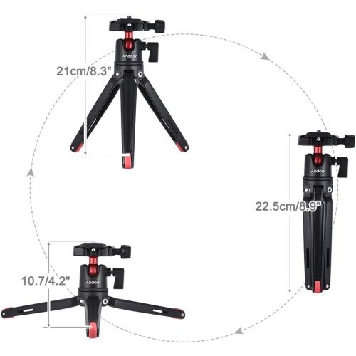  Andoer Mini Handheld Travel Tabletop Tripod Stand with Ball Head for Canon Nikon Sony DSLR Mirrorless Camcorder for iPhone X 8 7 Plus 7s 6s for Samsung Huawei Honor 9 Smartphone fo