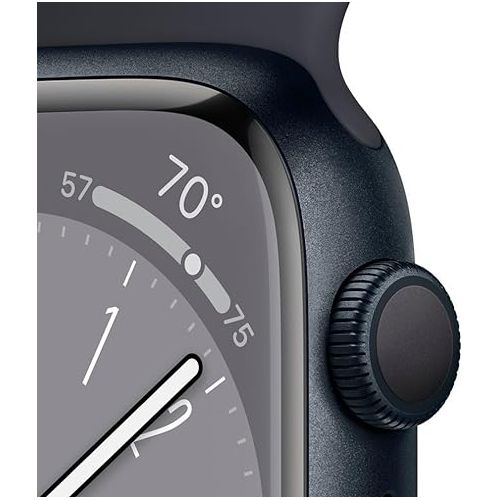 애플 Apple Watch Series 8 [GPS, 45mm] - Midnight Aluminum Case with Midnight Sport Band, M/L (Renewed)