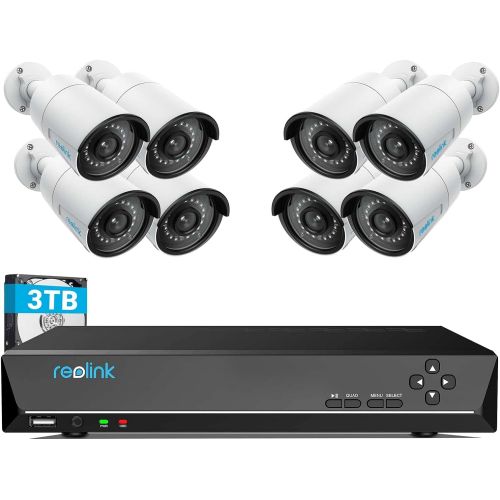  [아마존베스트]Reolink 4MP 16CH PoE Video Surveillance System, 8pcs Wired Outdoor 1440P PoE IP Cameras, 5MP 16-Channel NVR with 3TB HDD for Home and Business 24/7 Recording, RLK16-410B8