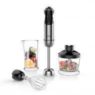 Basicon Hand Blenders,Blender Smart Stick with Whisk Attachment,350W 5 Speed 4-in-1,Food Processor, Whisk, Beaker,2 Stainless Steel Blades for Smoothies Baby Food Yogurt Sauces Soups