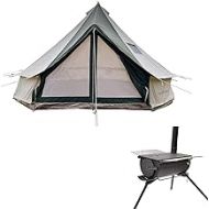 DANCHEL OUTDOOR 4 Season Canvas Yurt Bell Tent with Wood Stove for Family Camping, 4M=13.2ft