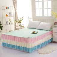 BERTERI Rainbow Bed Skirt 100% Polyester Three Layers Dustproof Bed Cover Princess Cake Lace Twin Full Queen King Size Bedspread