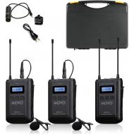 Movo WMX-20-DUO 48-Channel UHF Wireless Lavalier Microphone System with 1 Receiver, 2 Transmitters, and 2 Lapel Microphones Compatible with DSLR Cameras (330 ft Audio Range)