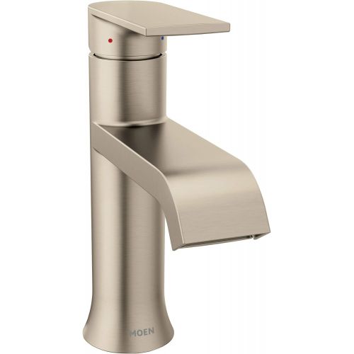  Moen 6702BN Genta One-Handle Single Hole Modern Bathroom Sink Faucet with Optional Deckplate, Brushed Nickel