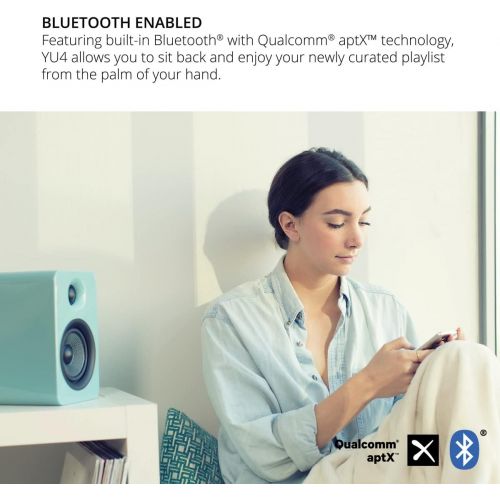  Kanto YU4 140W Powered Bookshelf Speakers with Bluetooth and Phono Preamp Walnut Pair