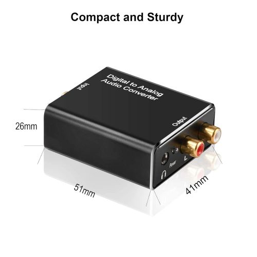  Rybozen 192kHz Digital to Analog Audio Converter- Aluminum Optical to RCA with Optical Cable &Power Adapter, Digital SPDIF TOSLINK to Stereo L/R and 3.5mm Jack DAC Converter for PS4 Xbox H