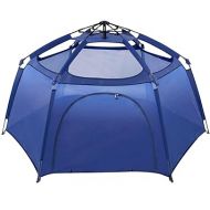 Alvantor Playpen Play Yard Space Canopy Fence Pin 6 Panel Pop Up Foldable and Portable Lightweight Safe Indoor Outdoor Infants Babies Toddlers Kids Pets 7’x7’x44” Navy Patent Pending