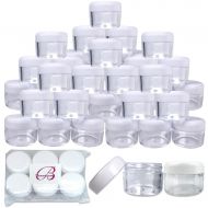 Beauticom 900 Pieces 30 Gram 30 ML (1 Oz) Clear Empty Refillable Round Jars with WHITE Screw Cap Lid for Powder Eye Shadow Makeup Cosmetic Beauty Travel Samples - BPA Free