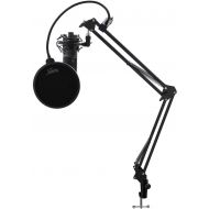 Audio-Technica AT2020USBPLUS Condenser Microphone with Knox Gear Shock Mount, Boom Scissor Arm, and Pop Filter