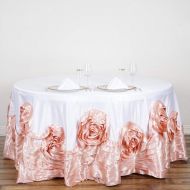 Efavormart.com Efavormart 120 White/Blush Large Rosette Round Tablecloth Lamour Satin Tablecover for Wedding Party Dining Birthday
