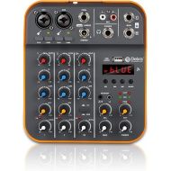 Audio Mixer D Debra Audio D4M Portable 4-Channel DJ Mixer Console, Sound Mixing Board with USB Bluetooth 48V Phantom Power, Audio Console for Live Wedding Party Recording Broadcast
