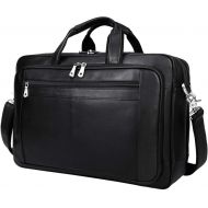 [아마존베스트]Augus Mens Leather Briefcase Messenger Bag Waterproof Travel Business Duffle Bags for Men 17 Inch Laptop Bag Black YKK Zipper