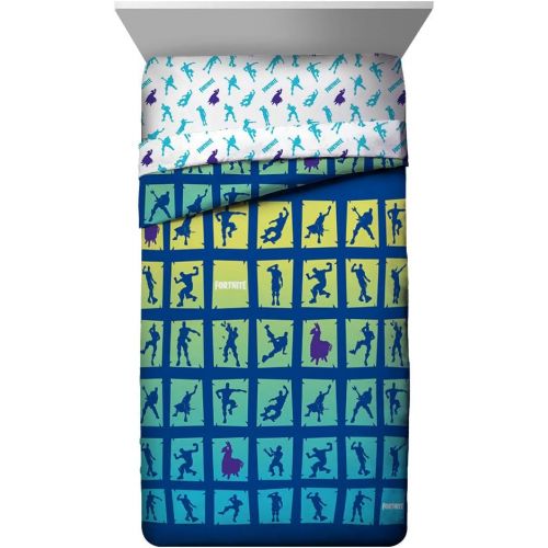  [아마존베스트]Jay Franco Fortnite Boogie Bomb 7 Piece Full Bed Set - Includes Reversible Comforter & Sheet Set - Super Soft Fade Resistant Microfiber Kids Bedding (Official Fortnite Product)