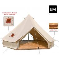 Unistrengh UNSTRENGH Large Beige Luxury 4-Season Camping Cotton Canvas Bell Tent Double Doors Camping Hunting Tent with Stove Jack Hole, Cable Hole …