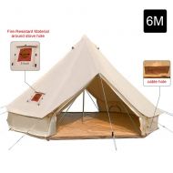 Odoland UNSTRENGH Large Beige Luxury 4-Season Camping Cotton Canvas Bell Tent Double Doors Camping Hunting Tent with Stove Jack Hole, Cable Hole …