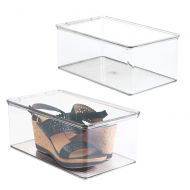 MDesign mDesign Stackable Closet Plastic Storage Bin Box with Lid - Container for Organizing Mens and Womens Shoes, Booties, Pumps, Sandals, Wedges, Flats, Heels and Accessories - 5 High,