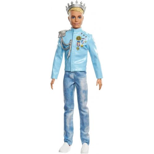 바비 Barbie Princess Adventure Prince Ken Doll (12 inch) Wearing Jacket, Jeans and Crown, Makes a Great Gift for 3 to 7 Year Olds