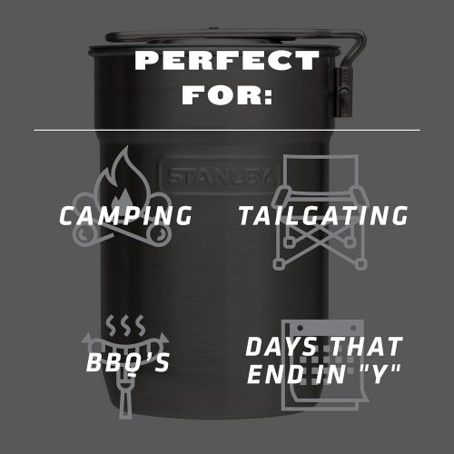 스텐리 Stanley Adventure Camp Cook Set - 24oz Kettle with 2 Cups - Stainless Steel Camping Cookware with Vented Lids & Foldable + Locking Handle - Lightweight Cook Pot for Backpacking/Hik