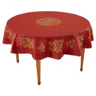 Occitan Imports Clos des Oliviers Rouge Round French Tablecloth, Coated Cotton, 71 in diameter
