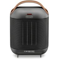 DeLonghi Capsule Electric Space Heater, 1500w compact and stylized portable space heater for indoor use in office bedroom, thermostat, ceramic heater, fan only option, safety features, HFX30C15