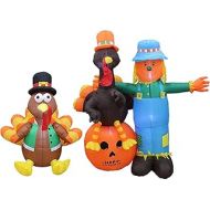 BZB Goods TWO THANKSGIVING PARTY DECORATIONS BUNDLE, Includes 4 Foot Tall Inflatable Turkey with Pilgrim Hat , and 6 Foot Tall Inflatable Scarecrow with Turkey and Pumpkin Outdoor Indoor Blo