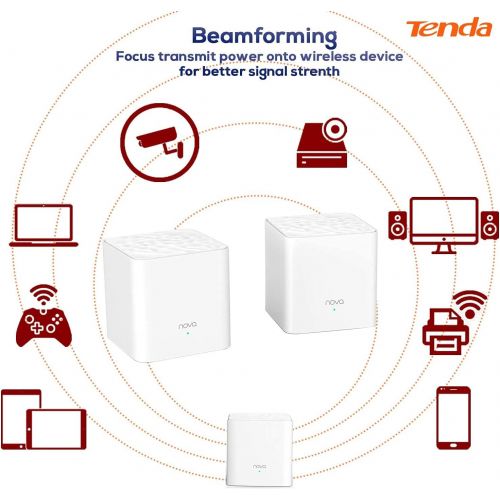  [아마존베스트]Tenda Whole Home Mesh WiFi System - Dual Band AC1200 Router Replacement for SmartHome,Works with Amazon Alexa for 3500 sq.ft 5+ Room Coverage (MW3 3PK)