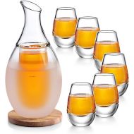 [아마존베스트]ZENS Sake Set Glasses, 8.5 Ounce Sake Carafe Cups with 4 Saki Cup Set for Warmer or Cold Japanese Wine with Stone Coaster Gift Sets