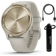 Wearable4U Garmin vivomove Trend 40 mm Smartwatch, Cream Gold/French Gray - 2023 Unisex Stylish Analog Fitness Hybrid Watch with Smart Notifications, Touchscreen E-Bank Bundle