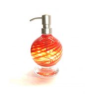 Boise Art Glass Handblown Glass Round Lotion or Soap Dispenser Color Red