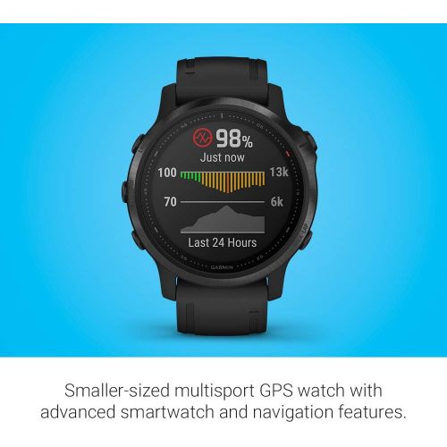 가민 [아마존베스트]Garmin fenix 6S Pro, Premium Multisport GPS Watch, Smaller-Sized, Features Mapping, Music, Grade-Adjusted Pace Guidance and Pulse Ox Sensors, Black