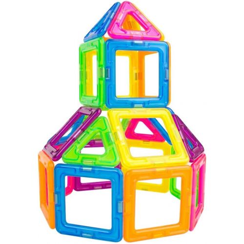  Magformers Neon 30 Pieces Rainbow neon Colors, Educational Magnetic Geometric Shapes Tiles Building STEM Toy Set Ages 3+