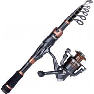 PLUSINNO Fishing Rod and Reel Combos, Bronze Warrior Toray 24-Ton Carbon Matrix Telescopic Fishing Rod