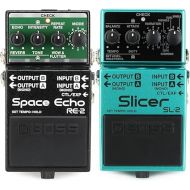 Boss RE-2 Space Echo Delay and Reverb Effects Pedal and Boss SL-2 Slicer Audio Pattern Processor Pedal Bundle
