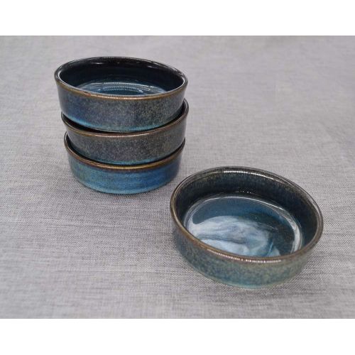  [아마존베스트]Colias Wing 3 Inch Vintage Style Kiln Glazed Ceramic Side Dishes Korean Bowls Seasoning Dishes Soy Dipping Sauce Dishes - Set of 4