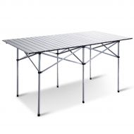 Giantex Roll Up Portable Folding Camping Square Aluminum Picnic Table w/Bag (55)
