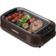 CUSIMAX Smokeless Grill Indoor Grill Electric Grill, 1800W Portable Korean BBQ Grill with Turbo Smoke Extractor Technology, Non-stick Removable Grill Plate, Great for Party, Brown