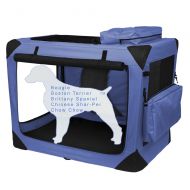 Pet Gear 3 Door Portable Soft Crate, Folds Compact for Travel in Seconds No Tools Required, Comes with Comfort Pad + Storage Bag, Steel Frame, Premium 600D Fabric, Indoor/Outdoor