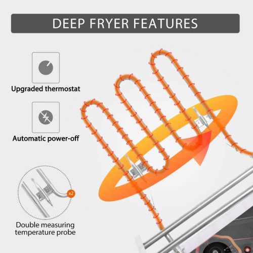 비보 VIVOHOME 5000W 20.7 Qt Electric Deep Fryer with 2 x 6.35 QT Removable Baskets and Temperature Limiter for Commercial and Home Use