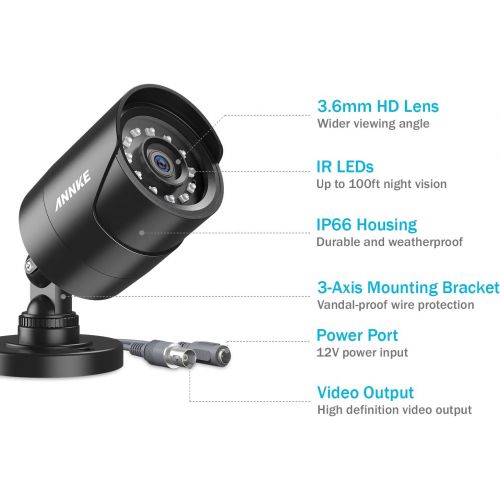  ANNKE 4 Pack 1080P HD TVI Home Security Camera Outdoor Indoor, 1920TVL, IP66 Waterproof, Night/Day Vision, Surveillance CCTV Bullet Camera