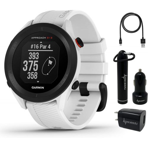  Garmin Approach S12 Premium GPS Golf Watch, White with Wearable4U Power Pack Bundle
