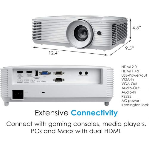  Optoma HD39HDR High Brightness HDR Home Theater Projector | 120Hz Refresh Rate | 4000 lumens | Fast 8.4ms Response time with 120Hz | Easy Setup with 1.3X Zoom | 4K Input | Quiet Op