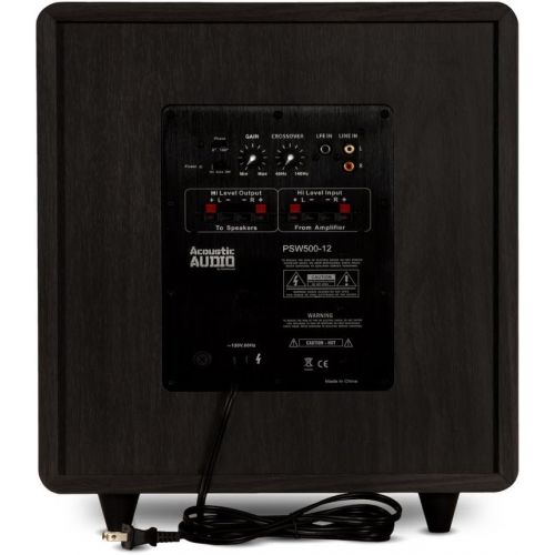  [아마존베스트]Acoustic Audio by Goldwood Acoustic Audio PSW500-12 Home Theater Powered 12 LFE Subwoofer Black Front Firing Sub