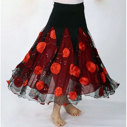  Whitewed Whtiewed Long Ballroom Smooth Flamenco Waltz Dance Practice Show Sport Skirts