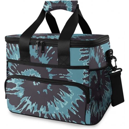 ALAZA Bule Tie Dye Large Cooler Lunch Bag, Waterproof Cooler Bag for Camping, Picnic, BBQ, Family Outdoor Activities