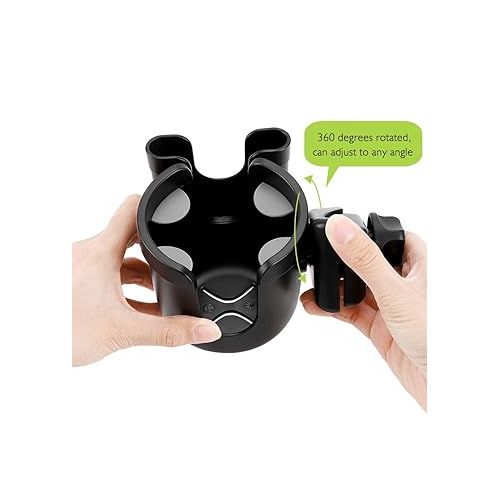  Accmor Stroller Cup Holder with Phone Holder, Bike Cup Holder, Universal Cup Holder for Uppababy Nuna Doona Strollers, 2-in-1 Cup Phone Holder for Stroller, Bike, Wheelchair, Walker, Scooter