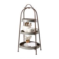 Colonial Tin Works Galvanized Steel Industrial Round Display Stand 3 Tier